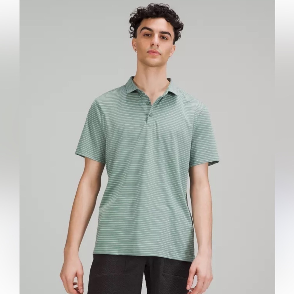 lululemon athletica Men's Mint Green Striped Polo Shirt